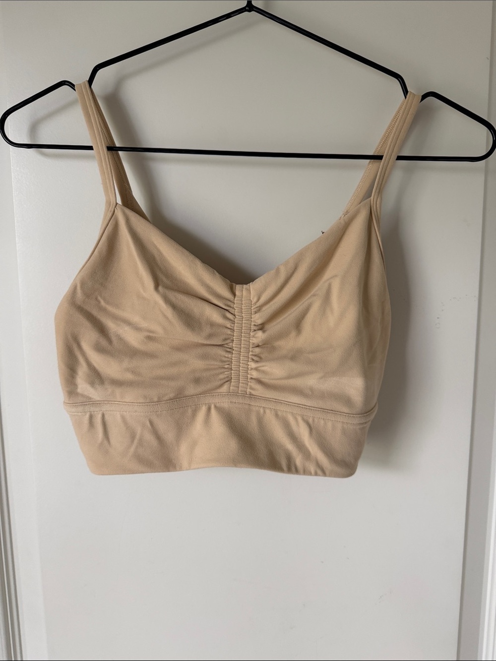 Lulu Beige Ruched sports bra